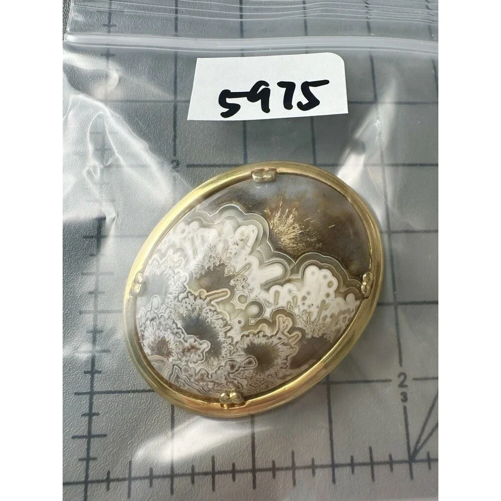 Vintage 12k Gold Filled Natural Agate Pin Brooch
